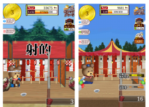 左が日本版の「the射的！」右が韓国版。屋台もクマもプライズも変えている。