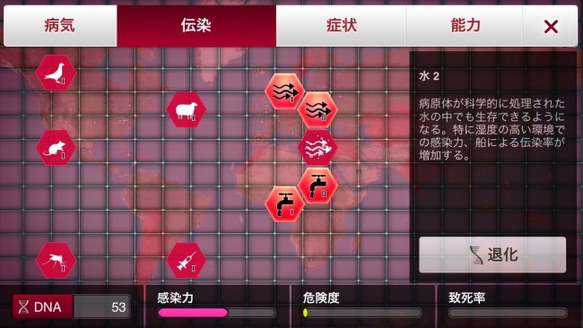 水と空気を優先的に強化することで突然変異を抑えながら感染力を上げることができる。|Plague Inc.-伝染病株式会社- バクテリア・ウィルス・真菌攻略