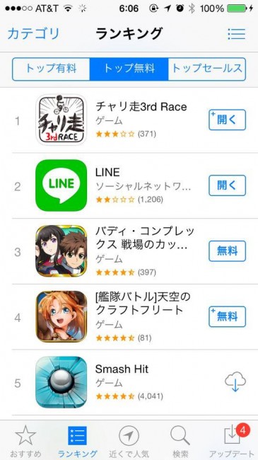 AppStoreで3日連続1位キープ！