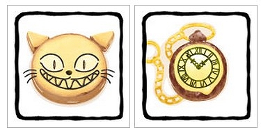 「チェシャーチーズのチェシャ猫」、「白うさぎの時計」