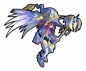 水属性・杖ユニット。 魔力を秘めた翼を持つ、妖しい服装の魔女！？