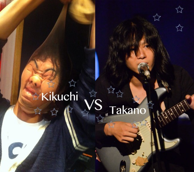 右が高野さんで左のストッキングオバケは紛れもなく僕だ。