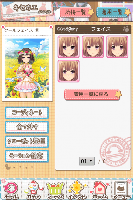 フェイスの手持ちはこの4種類！