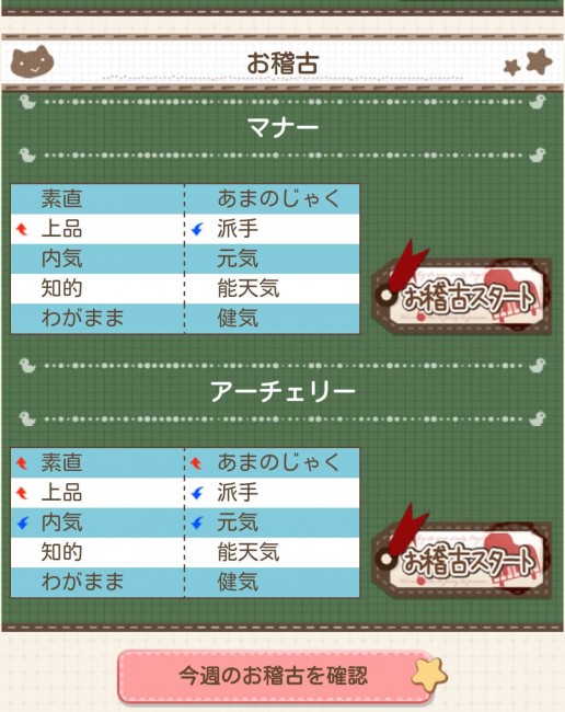 特定の個性値を大幅に増減できる「お稽古」！