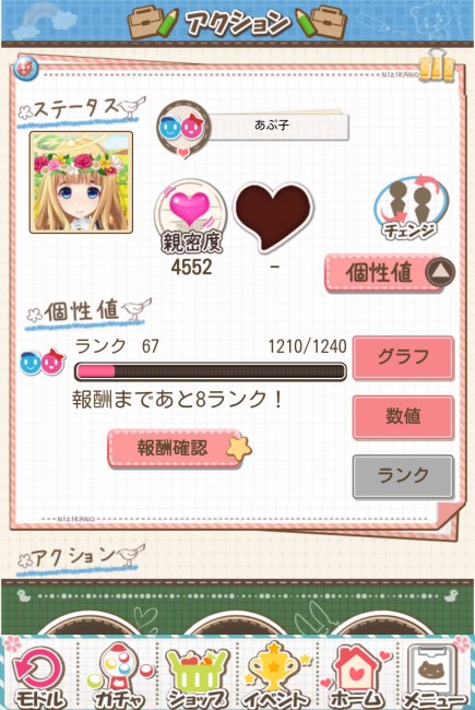 あぷこの今の「幼馴染」個性ランクは67。