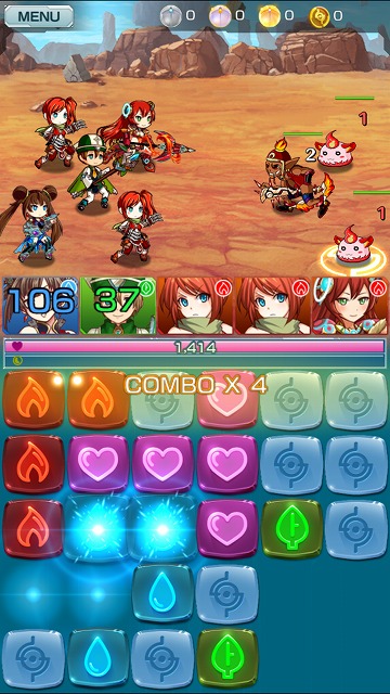 同じ属性のドロップを2つずつ合わせていこう！