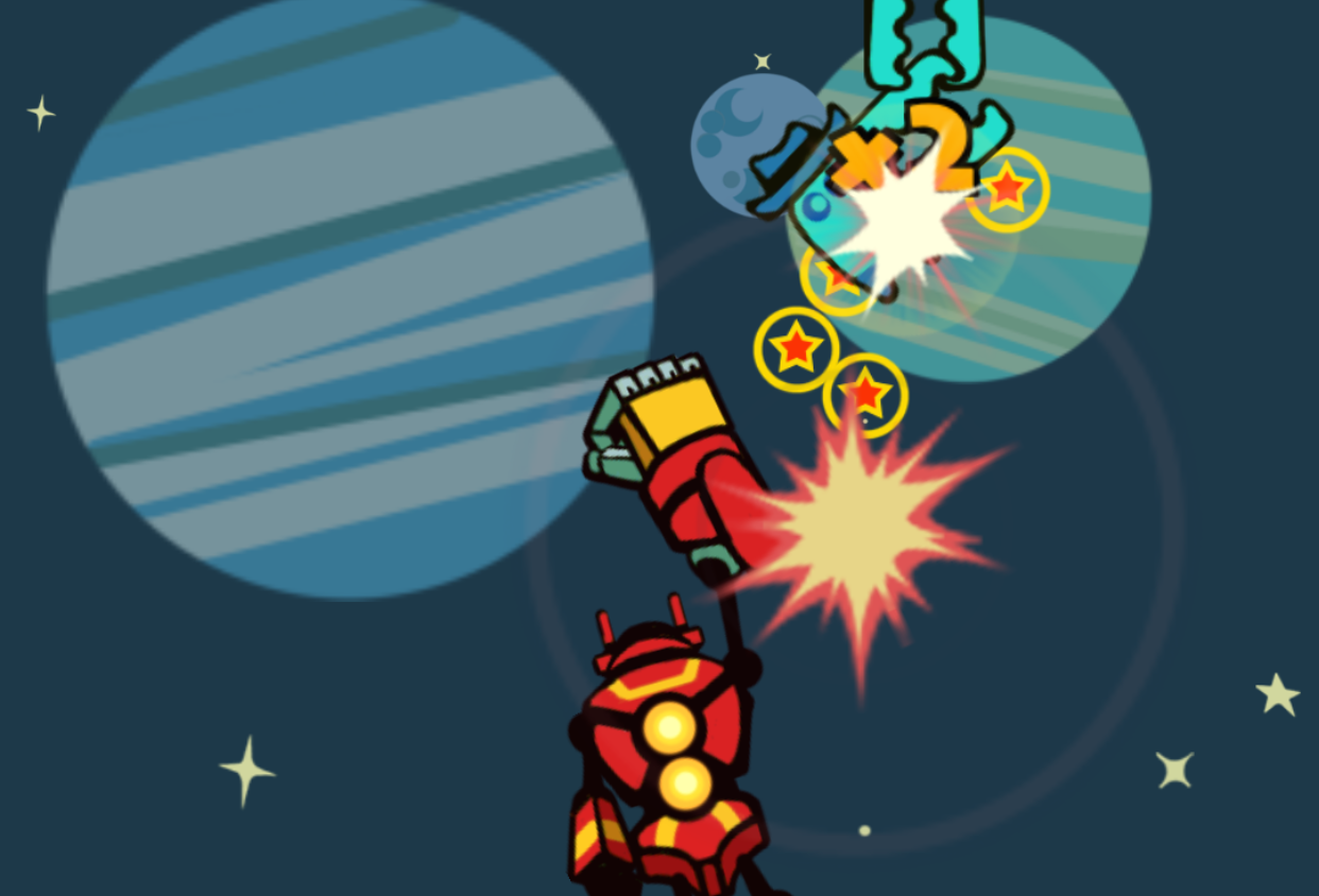 合体を駆使して敵を撃破するシューティングゲーム。
