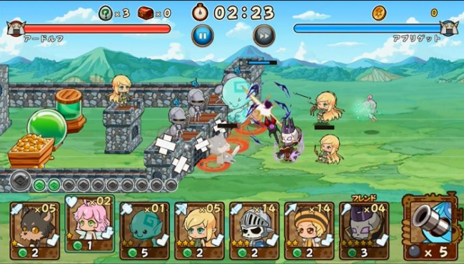 モンスターたちはそれぞれタイプがあり、得意不得意を考慮しながら戦略的にラインに置いていく