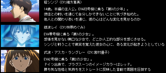 ヱヴァンゲリヲン新劇場版:破（出展：http://www.evangelion.co.jp/2_0/chara.html）