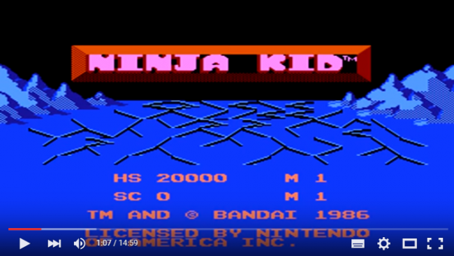 タイトル画面が「NINJA KID」に。