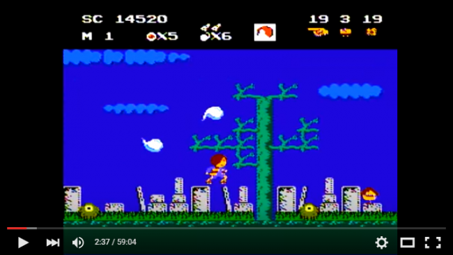 横方向に無限スクロールするアクションゲーム。音楽は一転してアップテンポに。気分が盛り上がる！