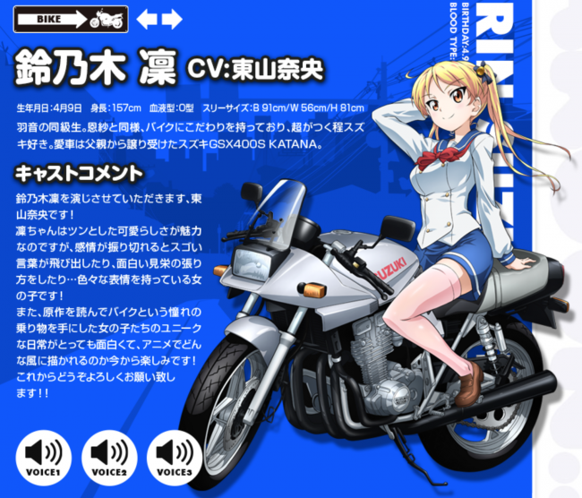 鈴乃木凛のCVは東山奈央さん