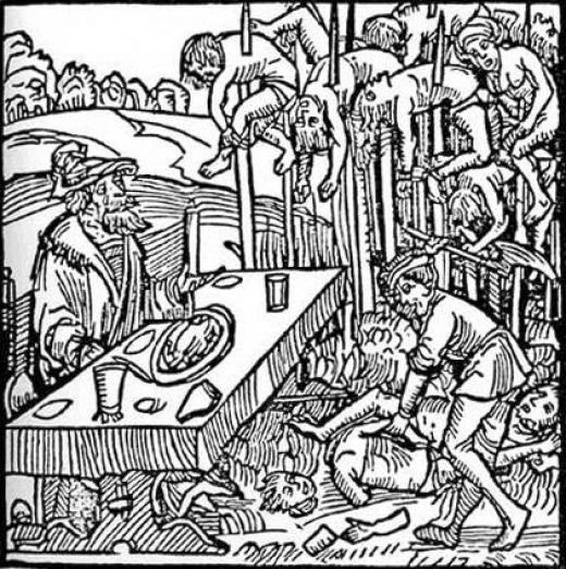 串刺し刑の図 画像出典：https://ja.wikipedia.org/wiki/https://ja.wikipedia.org/wiki/ヴラド・ツェペシュ