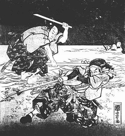 巖流島の決闘 画像出典：https://ja.wikipedia.org/wiki/佐々木小次郎