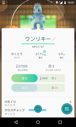 スマホゲーム　ポケモンGO　ワンリキー