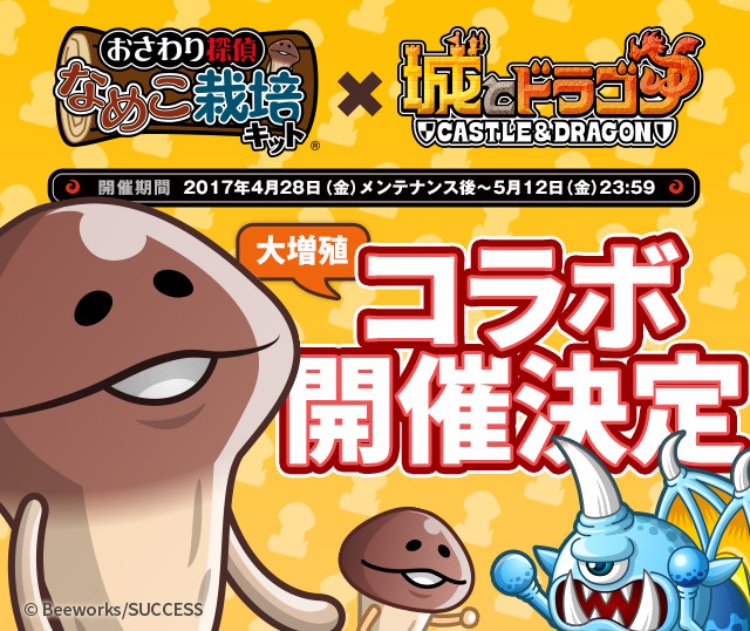 【城ドラ】『なめこ』×『城ドラ』コラボ開催!コラボキャラ『なめこ』販売開始!!の画像