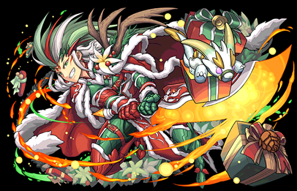 サンタ劉備です。2体攻撃を3つ持ち、かなり火力が出せるキャラとなっています。クリスマス限定キャラです。