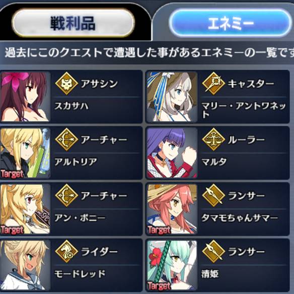 「ドキッ！水着だらけの大決戦」出現エネミー