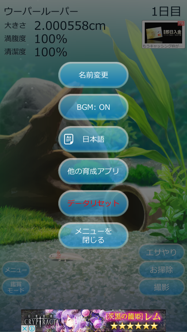 androidアプリ 癒しのウーパールーパー育成ゲーム攻略スクリーンショット5