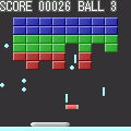 ワンキーブロック崩しの当時のゲーム画面