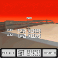 三角木馬車でレースをすること。体験版(低グラフィックス版)の当時のゲーム画面